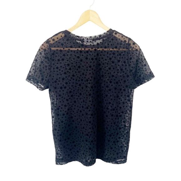Noisy Day Black Star Celestial Pattern Sheer Short Sleeve T-shirt - Picture 2 of 6